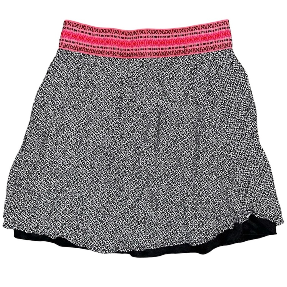 Alya Black White Pink Patterned Mini Skirt Sz S